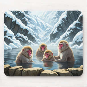 Japan Jigokudani Monkey Park Snow Affen Mousepad