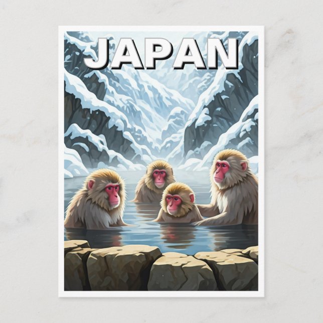 Japan Jigokudani Monkey Park Snow Affen Postkarte (Vorderseite)