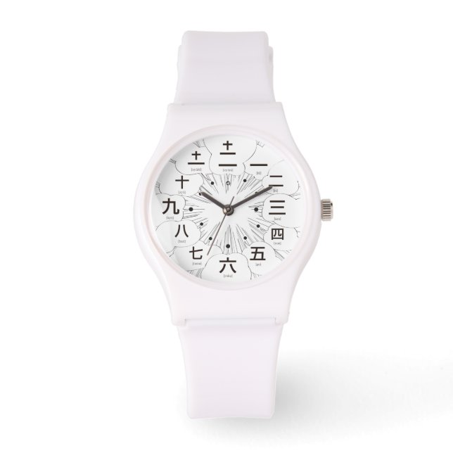 Japan Kanji MANGA-Stil [weiße Oberfläche] Armbanduhr (Vorderseite)