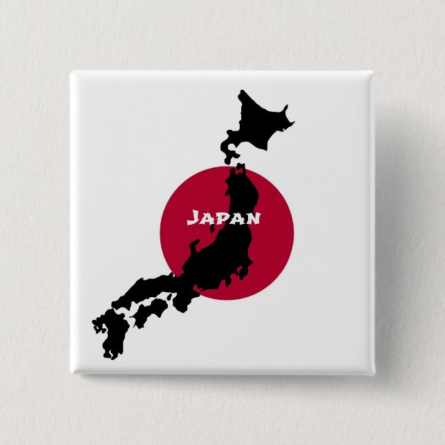 Japan - Karte Silhouette und Flagge Button (Vorderseite)