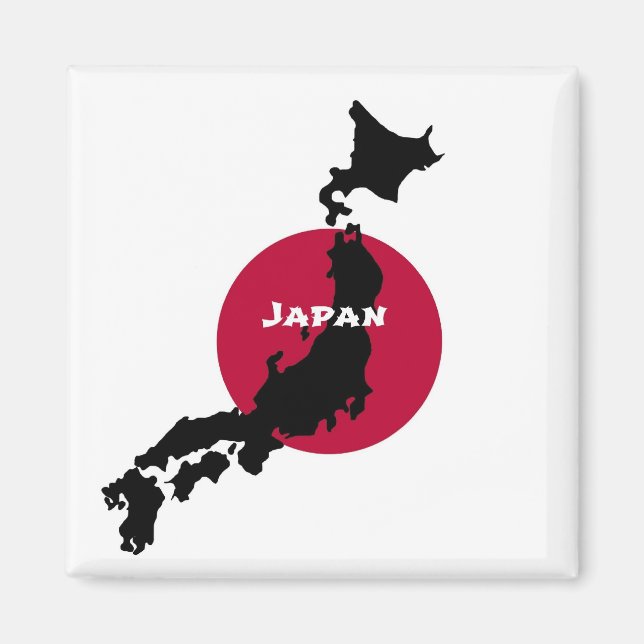 Japan - Karte Silhouette und Flagge Magnet (Vorne)