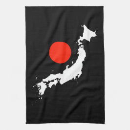 Japan-Karten-Kontur und -ROT kreisen von der Handtuch
