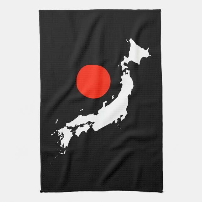Japan-Karten-Kontur und -ROT kreisen von der Handtuch (Vertikal)