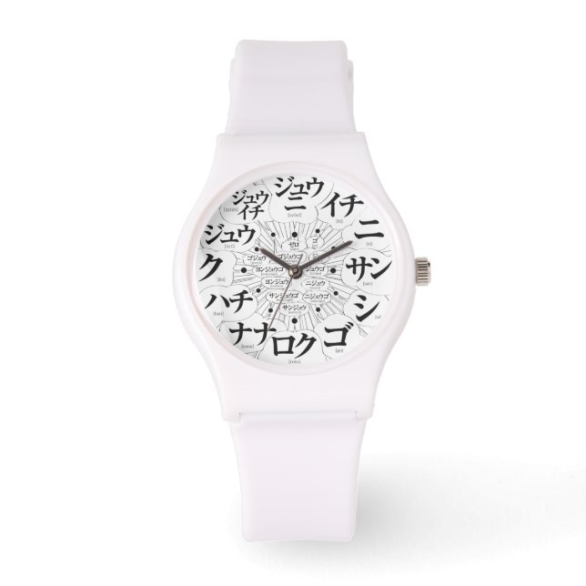 Japan Katakana MANGA-Stil [weißes Gesicht] Armbanduhr (Vorderseite)