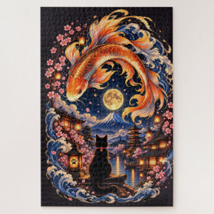 Japan Katzen- & Koi-Fisch-Mond-Puzzle
