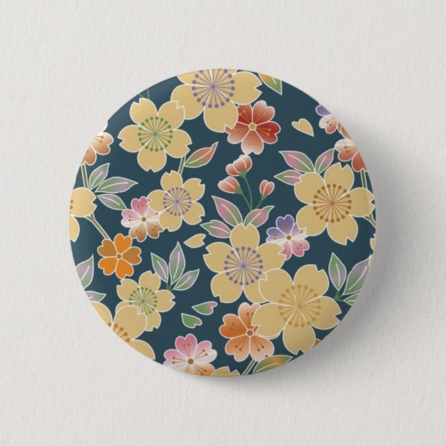 Japan, Kirschblüte, Kimono, Origami, Chiyogami, Button (Vorderseite)