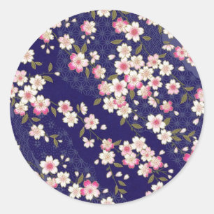 Japan, Kirschblüte, Kimono, Origami, Chiyogami, Runder Aufkleber