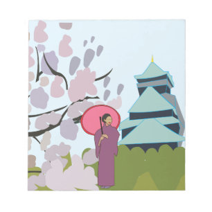 Japan Kirschblüten Geisha Kimono Notizblock