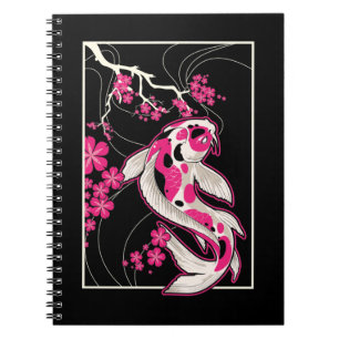 Japan Koi Fish Cherry Blossom Japanese Nishikigoi Notizblock