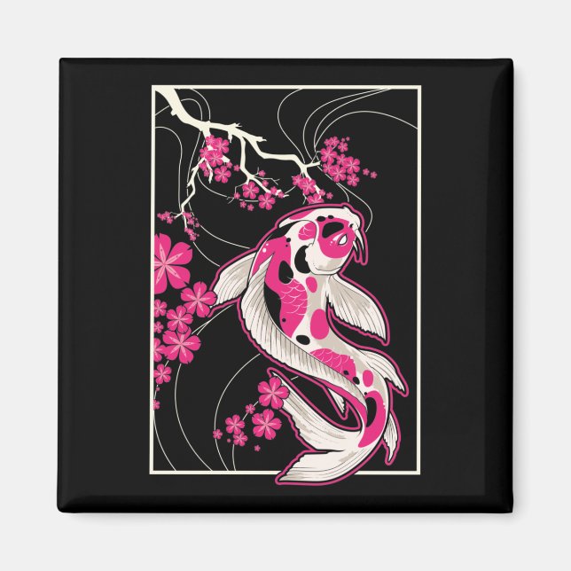 Japan Koi Fish Cherry Blossom Japanisch Nishikigoi Magnet (Vorne)