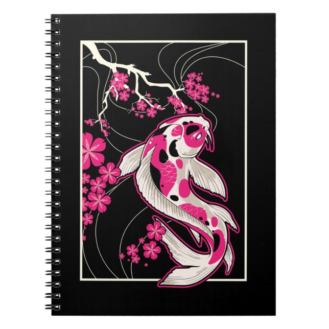 Japan Koi Fish Cherry Blossom Japanisch Nishikigoi Notizblock (Vorderseite)