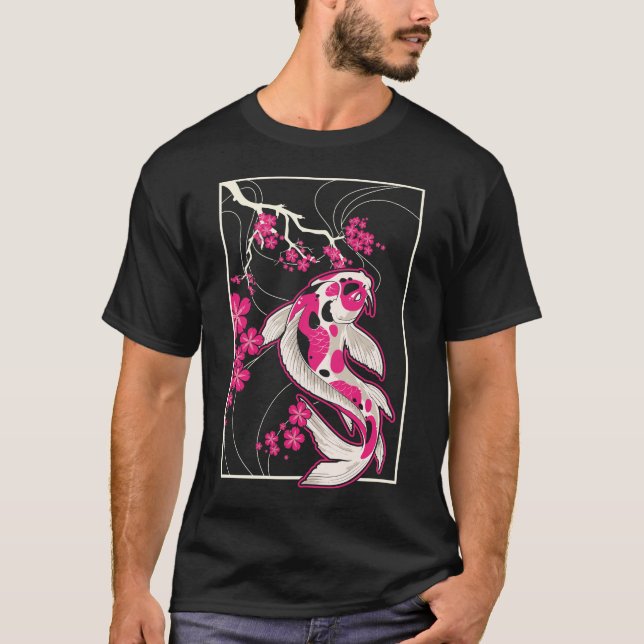 Japan Koi Fish Cherry Blossom Japanisch Nishikigoi T-Shirt (Vorderseite)
