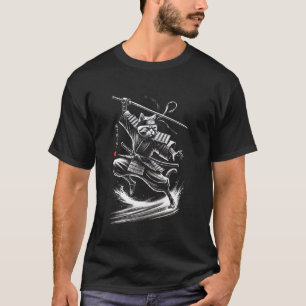 Japan-Krieger schwarze Katze Ninja japanischer Sam T-Shirt