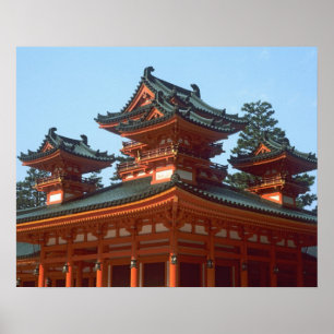 Japan, Kyoto, Farbtempel Heian Jingu, Poster
