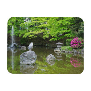 Japan, Kyoto. Heron in frischen grünen Blätter Magnet