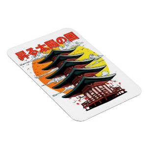 Japan, Land der aufgehenden Sonne Tempel Logo Magnet