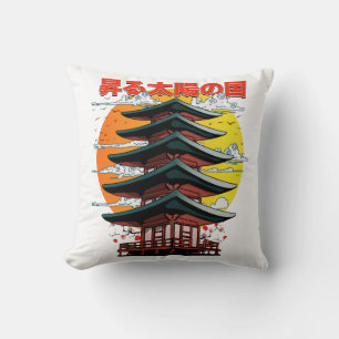 Japan, Land des aufgehenden Sonnentempel-Logos Kissen