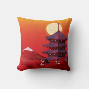 Japan-Landschaft-Reisekarikatur Kissen