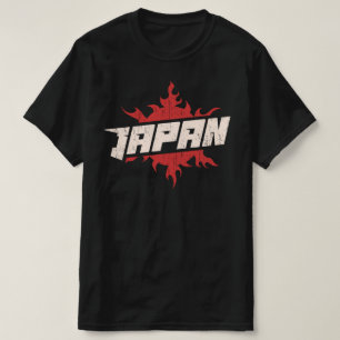 Japan Logo Abzeichen Feuer Sonnenemblem Typografie T-Shirt