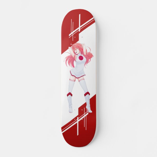 Japan Manga Animemädchen kleidete auf Skateboard (Vorderseite)