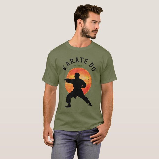 Japan Martial Arts Black Silhouette Karate Mens T-Shirt (Vorne ganz)