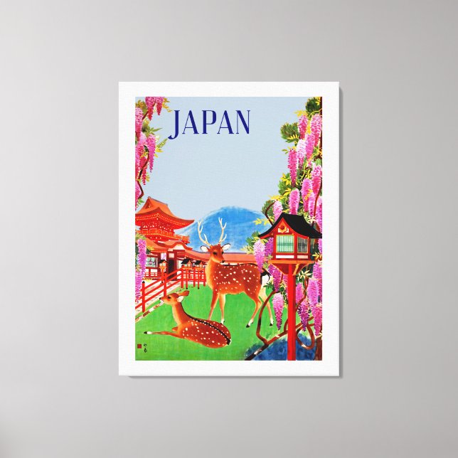 Japan mit Hirsch Leinwanddruck (Vorderseite)