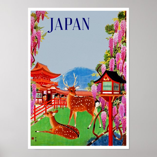 Japan mit Hirsch Poster (Vorne)