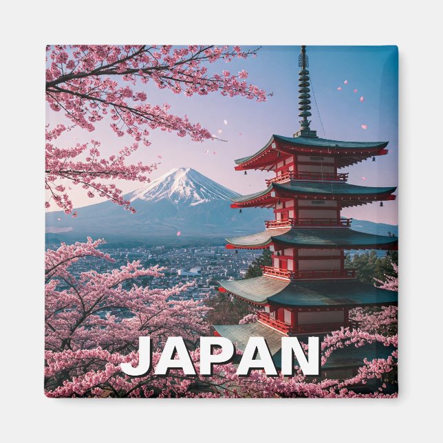 Japan Mount Fuji Fujisan Cherry Blüten Postkarte Magnet (Vorne)