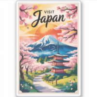 Japan Mount Fuji Illustration Reise Kunst Vintage