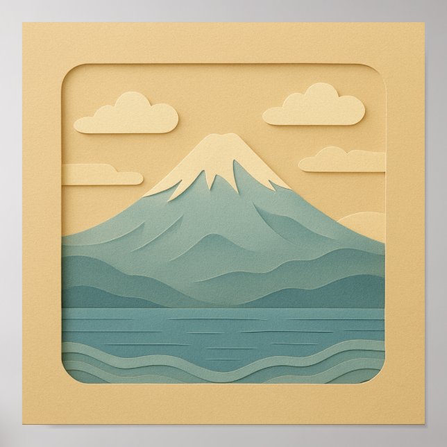 JAPAN | Mount Fuji | Papierschneiden Poster (Vorne)