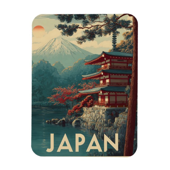 Japan Mount Fuji vintage Magnet (Vertikal)
