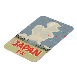 Japan Mount Fuji vintage Stil Cartoon Magnet