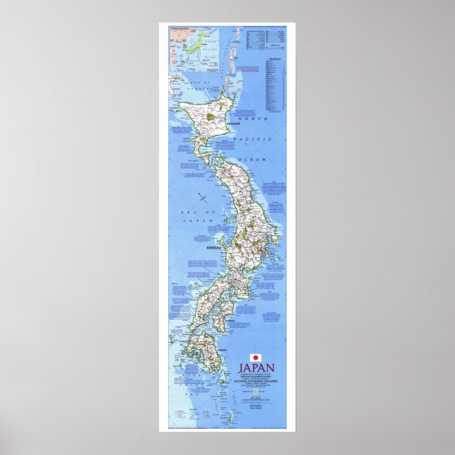 "Japan: Nationale geographische KARTE ab 1984… Poster (Vorne)