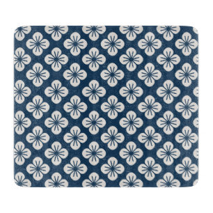 Japan Navy Blau Elfenbein Blumen Geometrisches Mus Schneidebrett