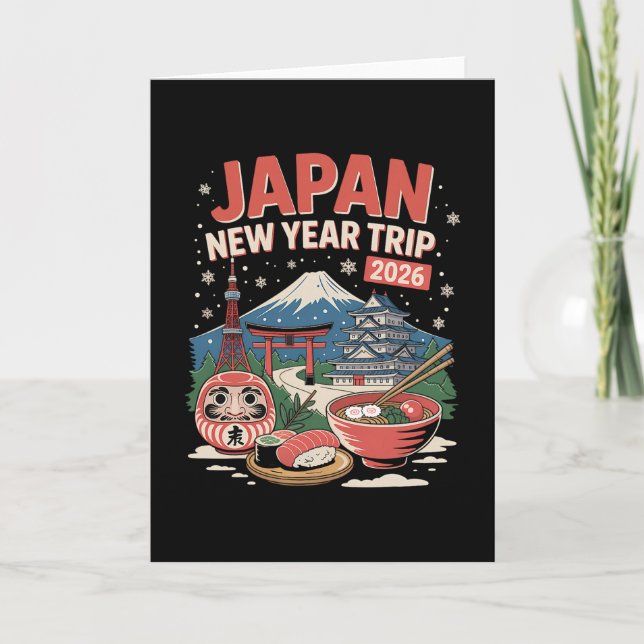 Japan Neujahrsreise 2026 Winter Fuji Tokio Osaka T Karte (Vorderseite)