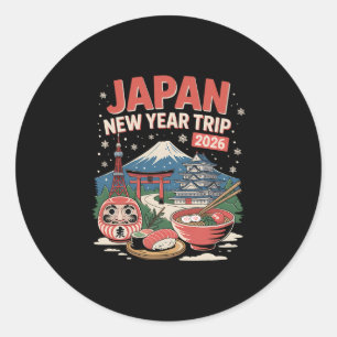 Japan Neujahrsreise 2026 Winter Fuji Tokio Osaka T Runder Aufkleber