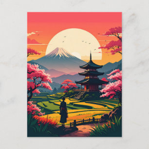Japan Pagoda Kirschblüten Reisen Souvenir Postkarte