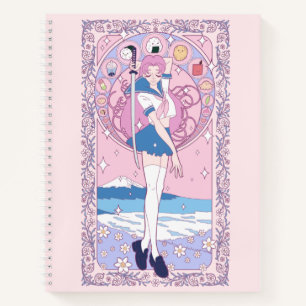 Japan Pink Anime Schoolgirl Art Nouveau Notizbuch