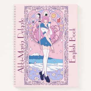Japan Pink Anime Schoolgirl English School Notizbuch