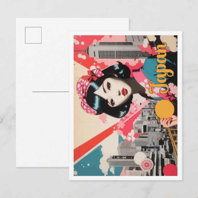 Japan Pop Art Travel Illustration Postkarte (Vorne/Hinten)