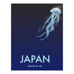 Japan "Reise per Luft" Quallen Urlaubs Poster