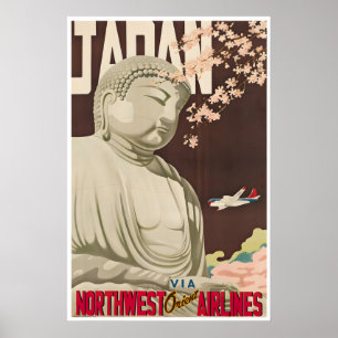 Japan Reiseplakat Japanische Kunst Buddha DruckA Poster