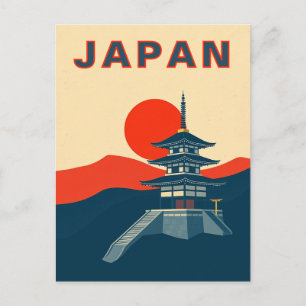 Japan Retro-Reise-Kunst Pagode Tempel Postkarte