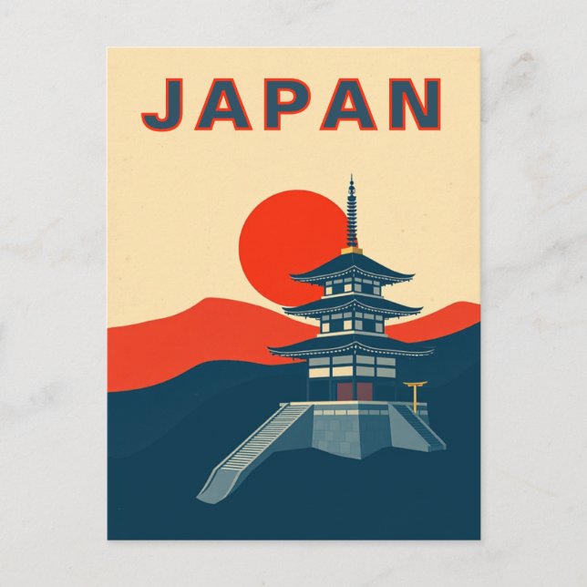Japan Retro-Reise-Kunst Pagode Tempel Postkarte (Vorderseite)