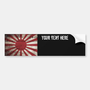 Japan Rising Sun Flag on Old Wood Grain Autoaufkleber