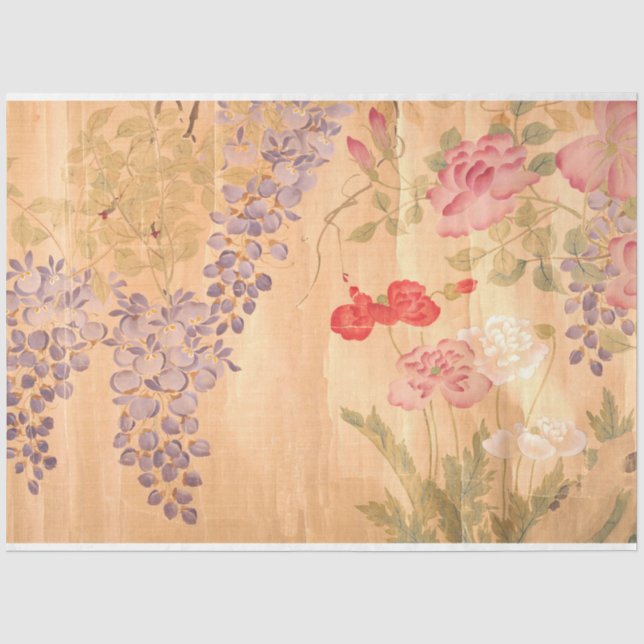 Japan Rose Wisteria Blume Blumenzettel Seidenpapier (Vorderseite)