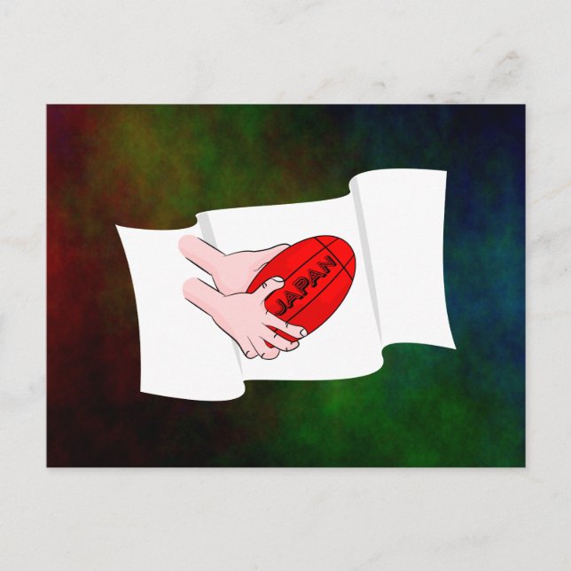 Japan Rugby Team Unterstützer Flag mit Ball Postkarte (Vorderseite)