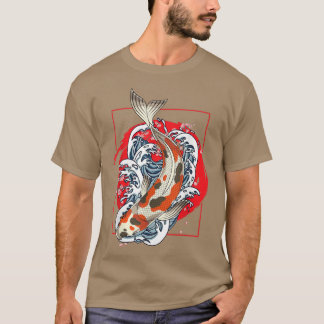 Japan Sakura Cherry Blossom Taisho Sanke Waves Koi T-Shirt