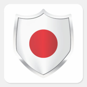 Japan Silber Schild Flagge Quadratischer Aufkleber