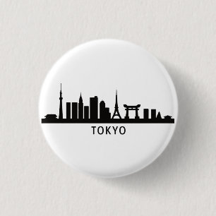 Japan Stadtlandschaft Reise Tokio Skyline Silhou Button